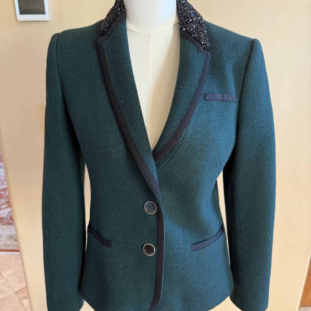 Ted Baker Forest Green and Black trimmed blazer
